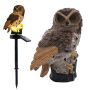Decorative LED solar lamp for the garden Owl - brown