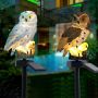 Decorative LED solar lamp for the garden Owl - white