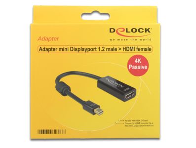 DELOCK ADAPTER DISPLAYPORT MINI (M) V1.2 -> HDMI (F) 4K PASYWNY NA KABLU 62613