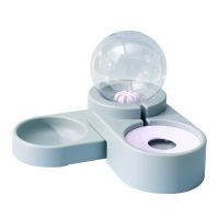 Double bowl with dispenser for cat dog for water - blue
