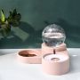 Double bowl with water dispenser for cat-dog, pink