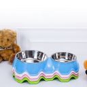 Double stainless steel dog / cat bowl - blue