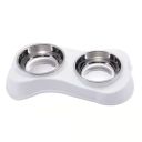 Double stainless steel dog / cat bowl - white type II