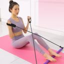 Drążek fitness z gumami do ćwiczeń PILATES BAR - fioletowy