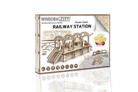 Drewniane Puzzle 3D - Dworzec kolejowy