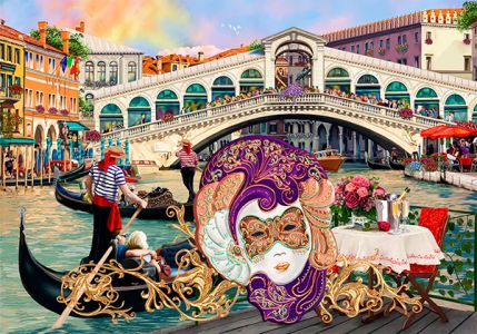 Drewniane Puzzle z figurkami – Karnawał w Wenecji rozm. M, 150 elementów