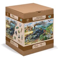 Drewniane Puzzle z figurkami - Kolej żelazna, 750 elementów