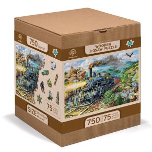 Drewniane Puzzle z figurkami - Kolej żelazna, 750 elementów