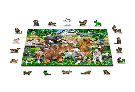 Drewniane Puzzle z figurkami – Maluchy na farmie rozm. M, 150 elementów