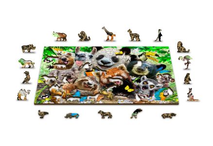 Drewniane Puzzle z figurkami – Wesołe Selfie-Misie rozm. M, 150 elementów