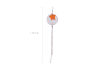 Earrings hanging silver circles with orange stars with hanging silver threads