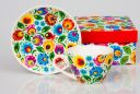 Egg cup FOLKSTAR wreath Łowicz white