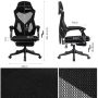 Ergonomiczny, obrotowy fotel biurowy, krzesło z zagłówkiem i podnóżkiem – czarny