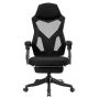 Ergonomiczny, obrotowy fotel biurowy, krzesło z zagłówkiem i podnóżkiem – czarny