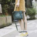 Fabric messenger bag - dark green