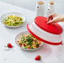 Folding lid / silicone cover for microwave oven - red