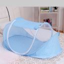 Folding travel cot with mosquito net - blue