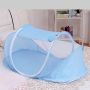 Folding travel cot with mosquito net - blue