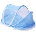 Folding travel cot with mosquito net (wirh mat) - blue