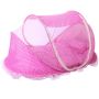 Folding travel cot with mosquito net (with mat) - pink