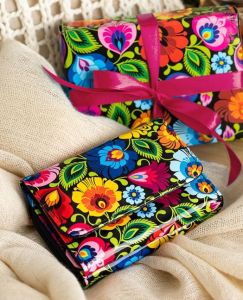 FOLKSTAR wallet, small black Łowicki