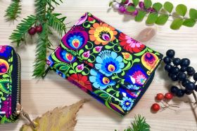 FOLKSTAR wallet, small black Łowicki