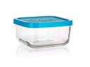 FRIGOVERRE 19x19cm glass container with a blue lid