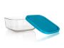 FRIGOVERRE glass container 10x10 cm, blue lid