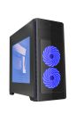 Gembird ATX case Fornax 1000B - blue led fans, USB 3.0 Midi-Tower Black