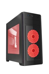 Gembird ATX case Fornax 1000R - red led fans, USB 3.0 Midi-Tower Black