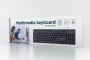 GEMBIRD KLAWIATURA MULTIMEDIALNA KB-UM-108 USB, US LAYOUT, Z UCHWYTEM NA TELEFON, CZARNA