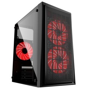 GEMBIRD OBUDOWA FORNAX 950R MIDI-TOWER (2X USB 3.0, HD AUDIO, 3X FAN CZERWONY) CZARNA