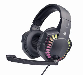 GEMBIRD SŁUCHAWKI GAMINGOWE LED CZARNE, MIKROFON, REGULACJA GŁOŚNOŚCI GHS-06