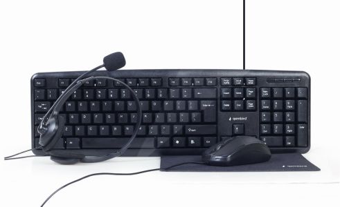 GEMBIRD ZESTAW BIUROWY KBS-UO4-01 4W1 (KLAWIATURA, MYSZ, SŁUCHAWKI, PODKŁADKA)