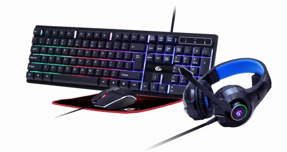 GEMBIRD ZESTAW GAMINGOWY GHOST GGS-UMGL4-02 4W1 KLAWIATURA, MYSZ, PODKŁADKA, SŁUCHAWKI