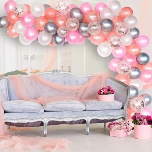 Girlanda balonowa 120 balonów Premium – biało różowa