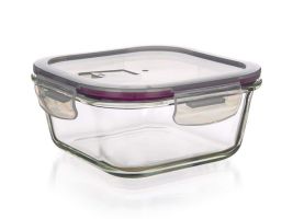 Glass food container Lora 300ml - maroon lid