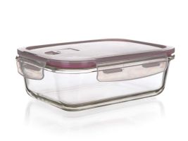 Glass food container Lora 550ml - maroon lid