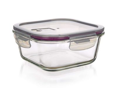 Glass food container Lora 750ml - maroon lid
