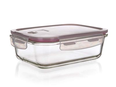 Glass food container Lora 950ml - maroon lid