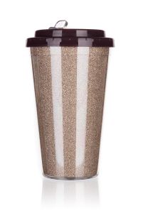GLITTERS double wall travel mug 500 ml, light brown