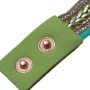 Gold watch with a green bracelet, strap wrapped