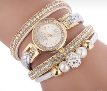 Gold watch with a silver bracelet, strap wrapped