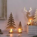 Golden decorative candlestick - two Christmas trees
