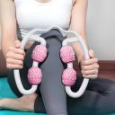 Hand-held body massager with 4 rollers - white and pink