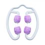 Hand-held body massager with 4 rollers - white and purple