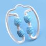 Hand-held body massager with rollers - white and blue