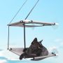 Hanging cat bed on the window - gray, double