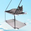 Hanging cat bed on the window - gray, double