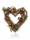 Hanging heart wreath 24cm, brown and gold